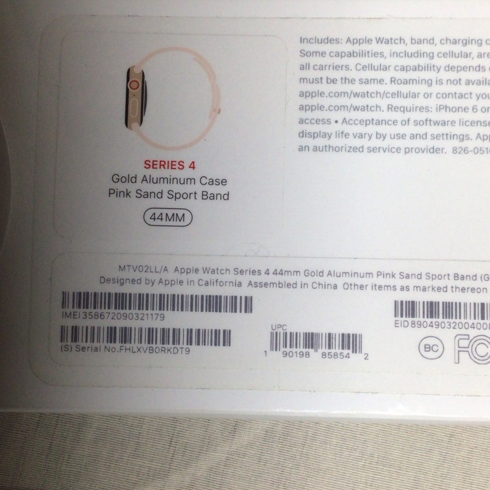 Apple Series 4 Gold Aluminum with Pink Band    parts only
